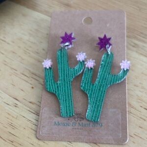 Green Cactus Earrings